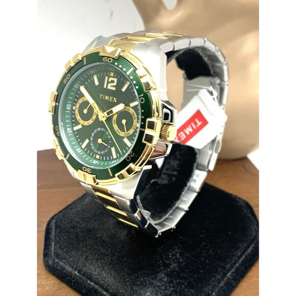 Timex Men's Watch TW2V78700 Quartz Green  Dial Two Tone Stainless Steel 45mm - Picture 2 of 15